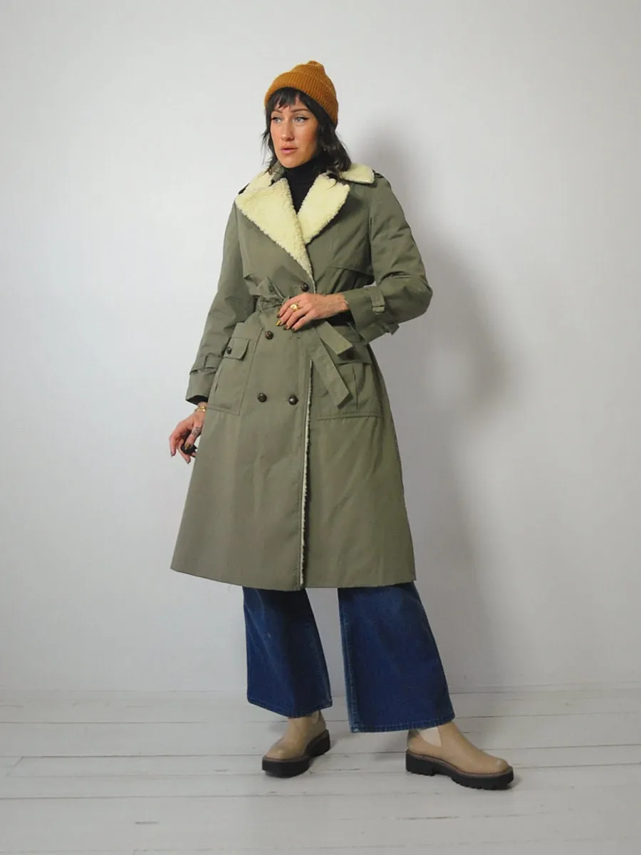 1970's Sherpa Lined Trench Coat