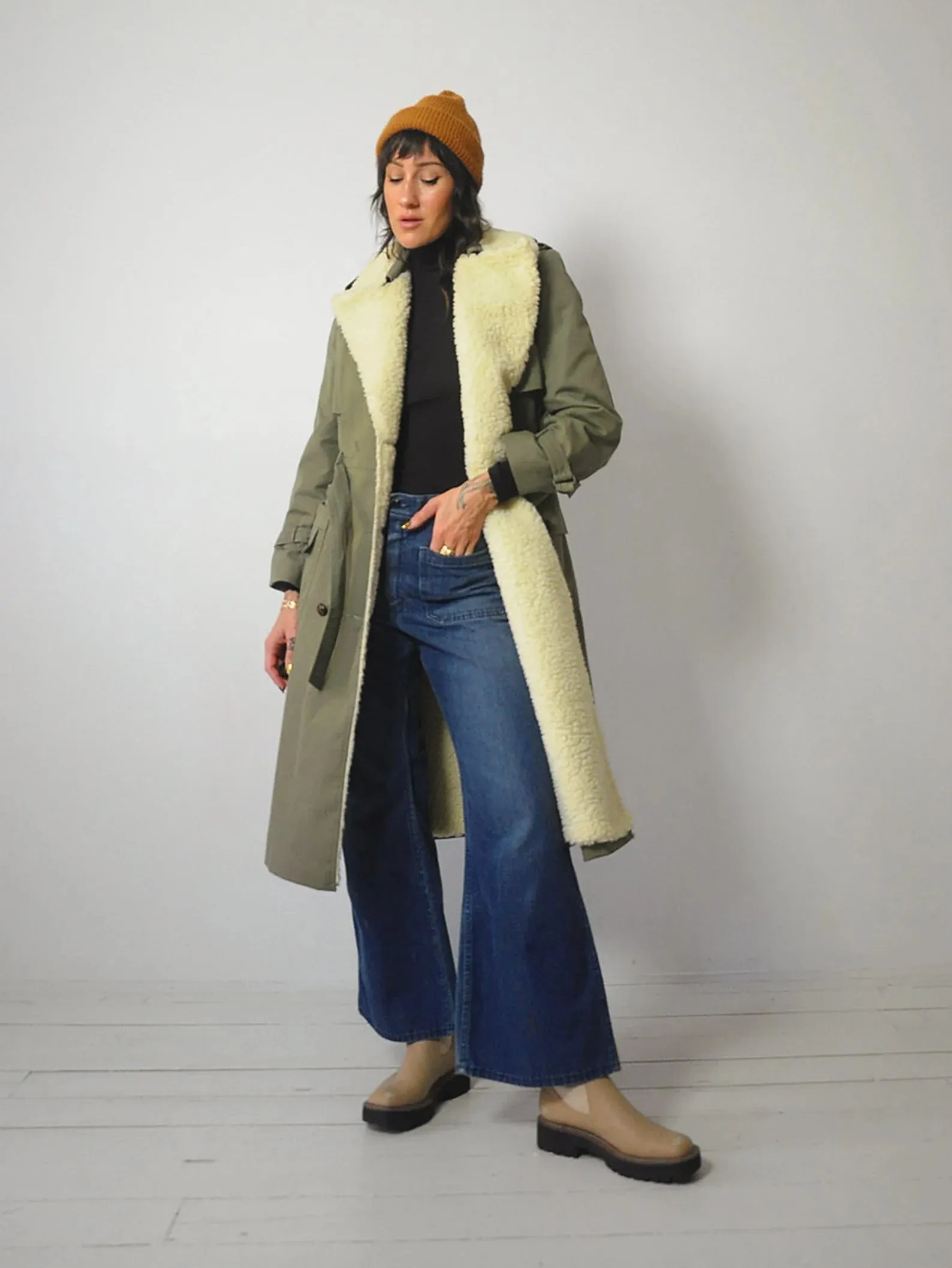 1970's Sherpa Lined Trench Coat