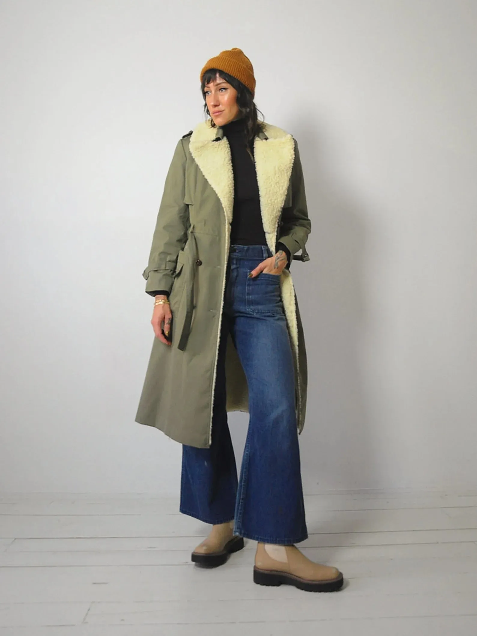 1970's Sherpa Lined Trench Coat