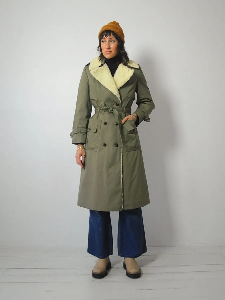 1970's Sherpa Lined Trench Coat