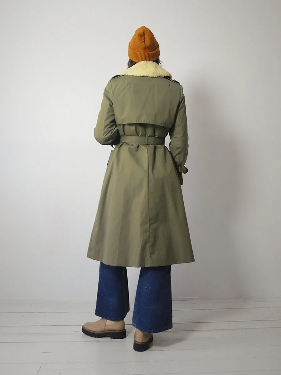 1970's Sherpa Lined Trench Coat