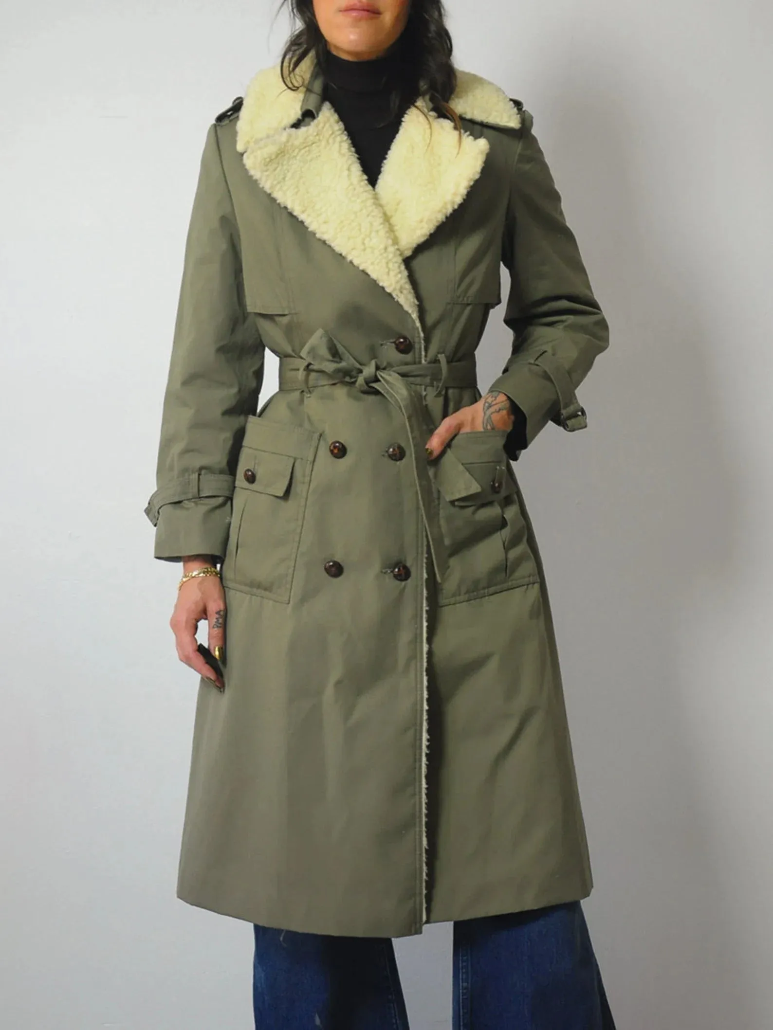 1970's Sherpa Lined Trench Coat