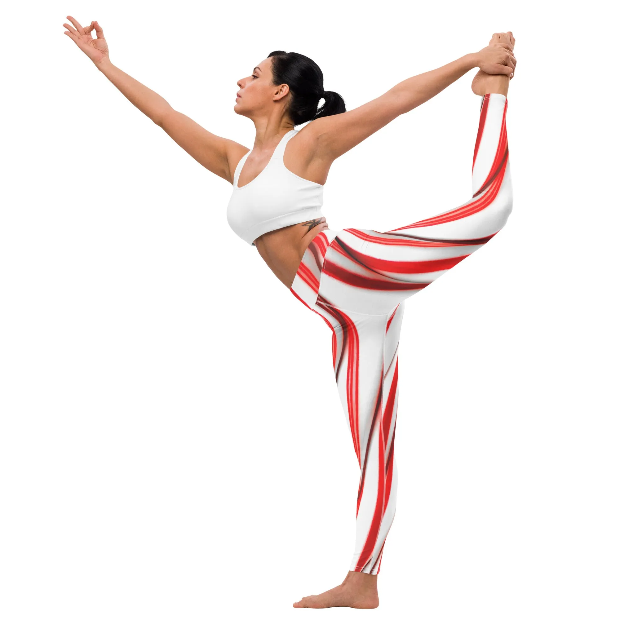 3D Candy Cane Yoga Leggings