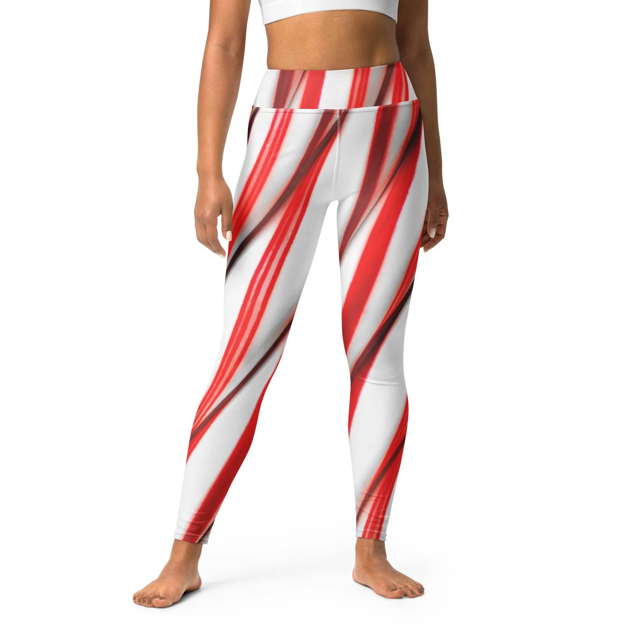 3D Candy Cane Yoga Leggings