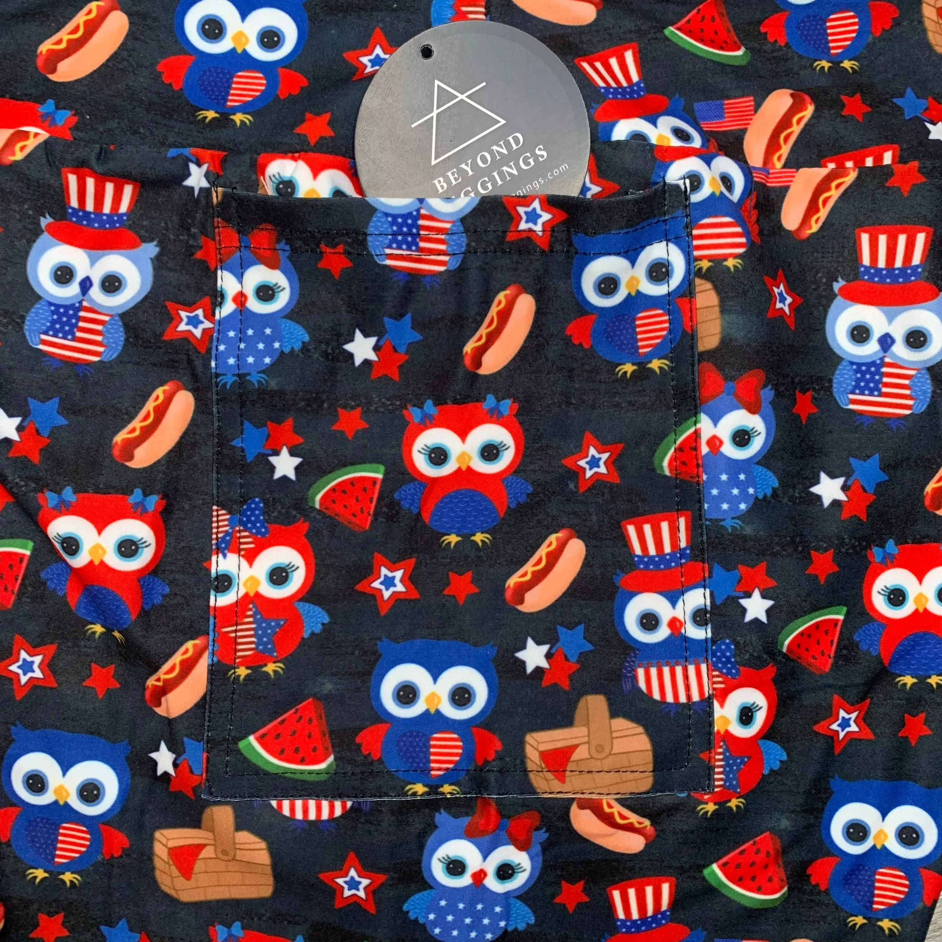 4th of July Owls CAPRI Soft Leggings w/ Pockets