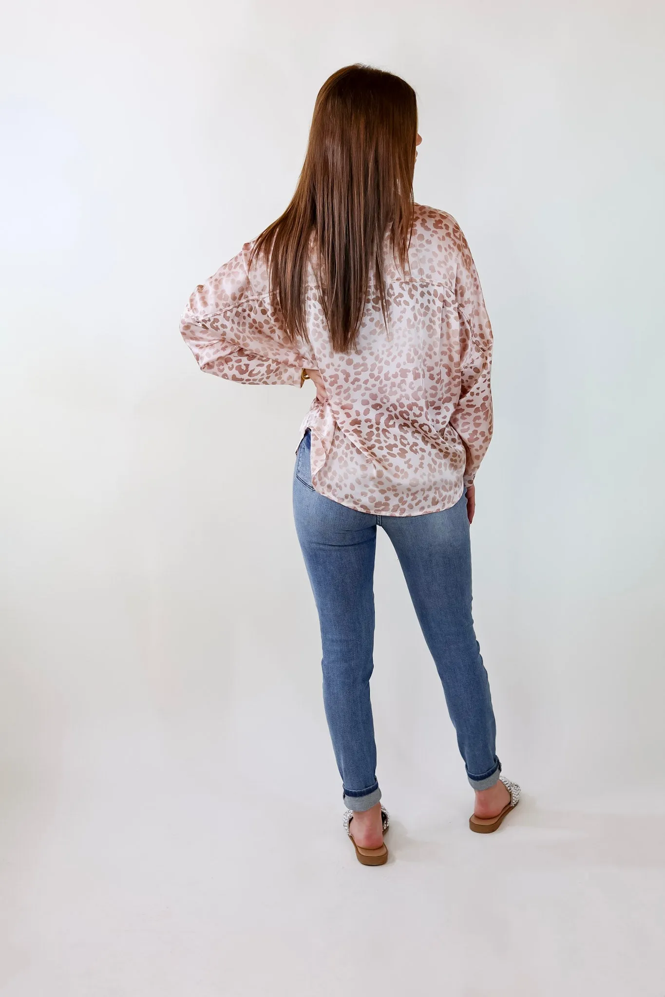 A Perfect Day Leopard Print Button Up Top in Champagne