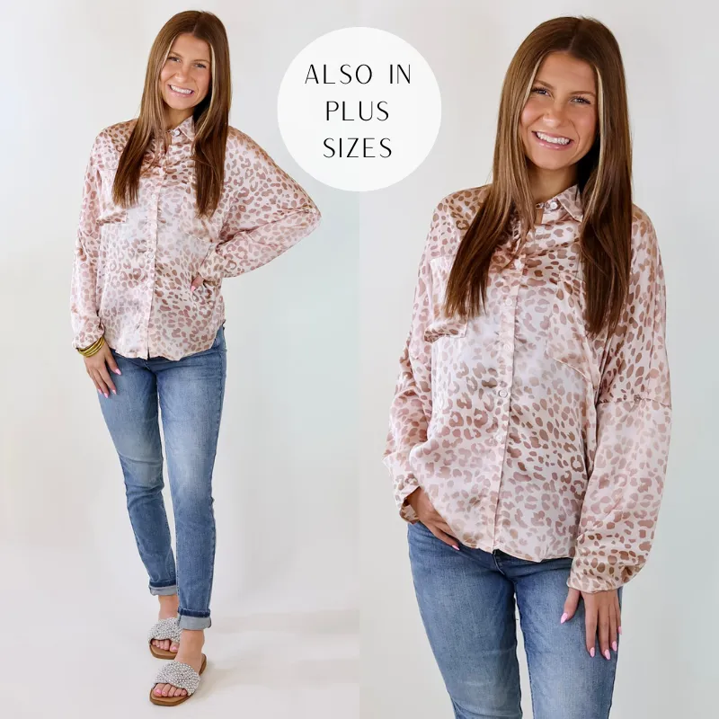 A Perfect Day Leopard Print Button Up Top in Champagne