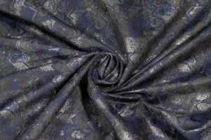 Abstract Metallic Brocade - Navy / Gray