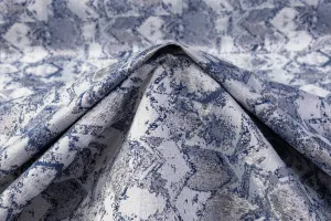 Abstract Metallic Brocade - White / Navy / Gray