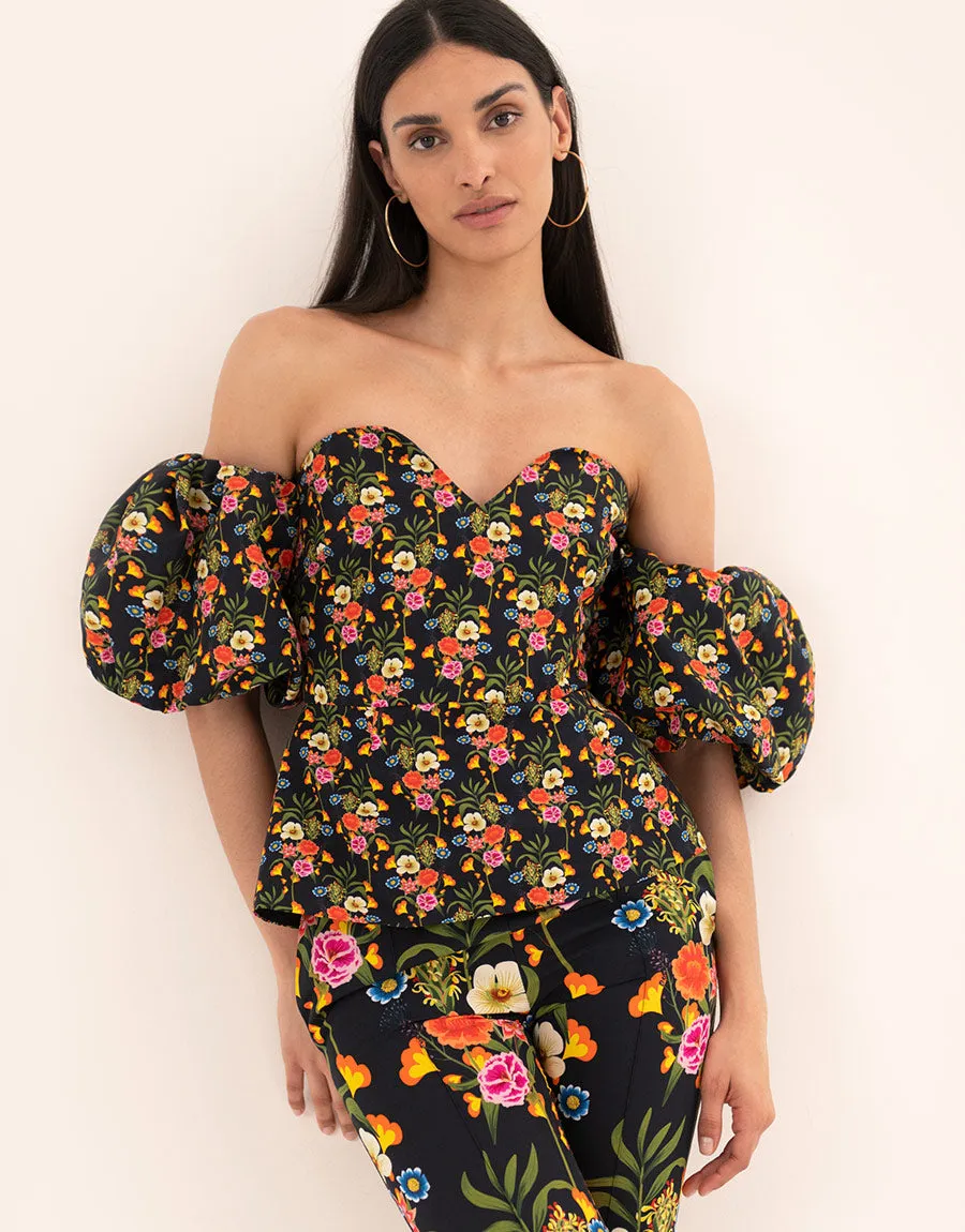 Alma Twill Top - Vila Floral Black