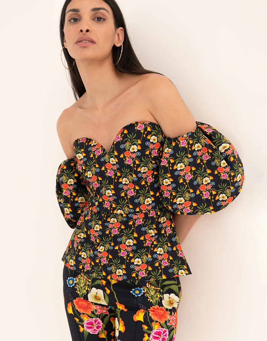 Alma Twill Top - Vila Floral Black