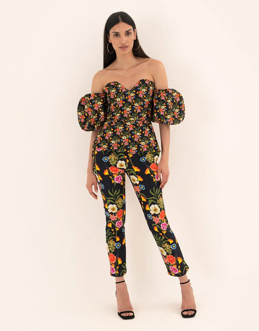 Alma Twill Top - Vila Floral Black