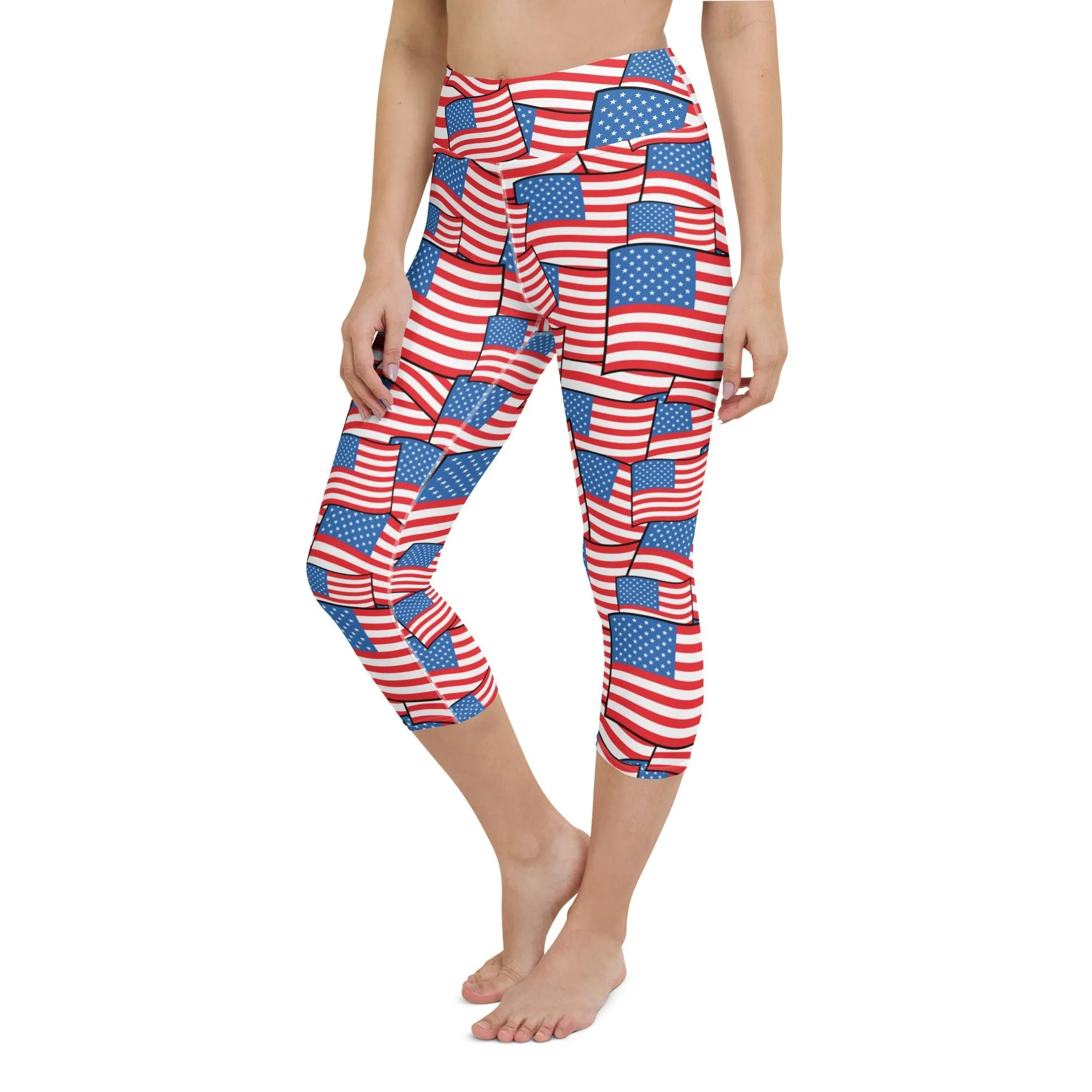 American Flag Pattern Yoga Capris