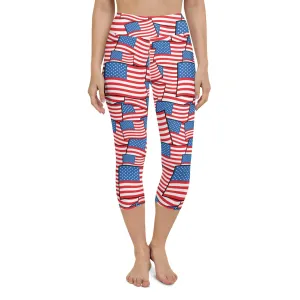 American Flag Pattern Yoga Capris