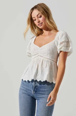 Amoura Eyelet Puff Sleeve Top