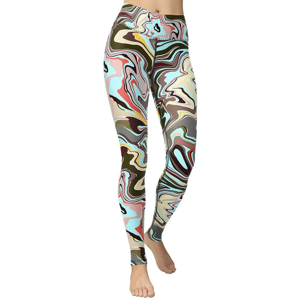 Aqua Marble Yoga Leggings