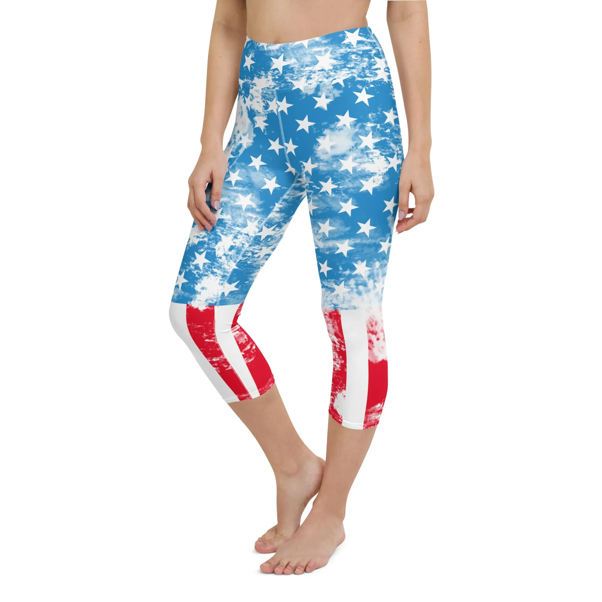 Artsy American Flag Yoga Capris