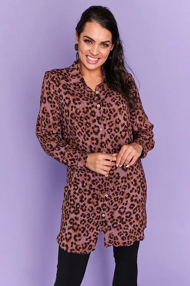 Aubree Chocolate Leopard Shirt