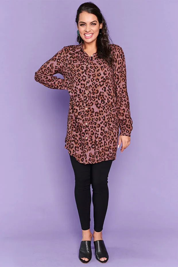 Aubree Chocolate Leopard Shirt