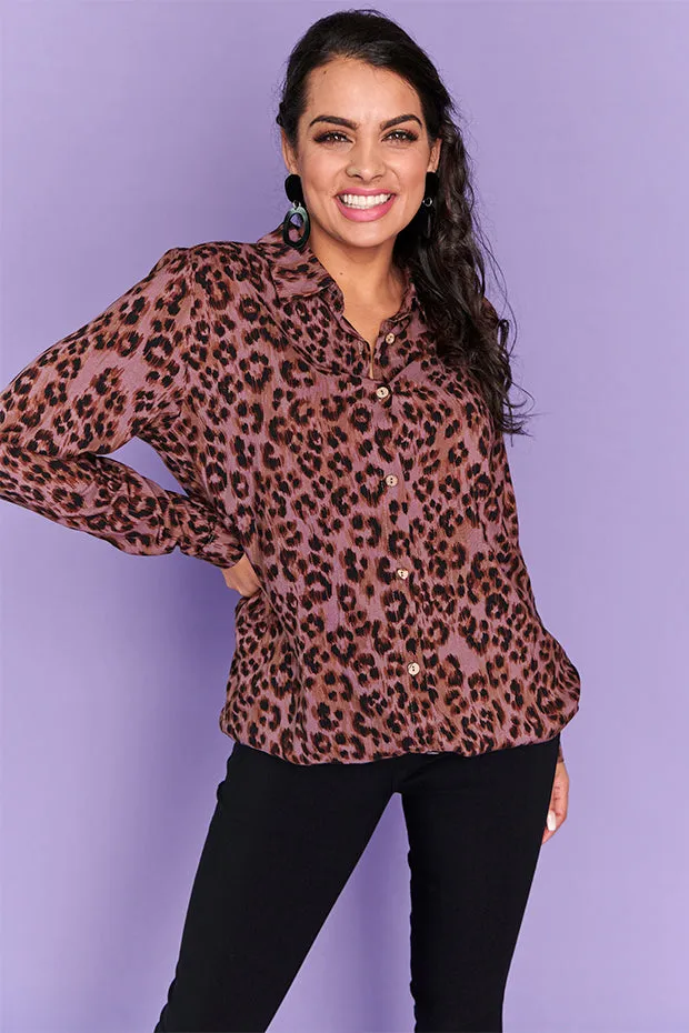 Aubree Chocolate Leopard Shirt