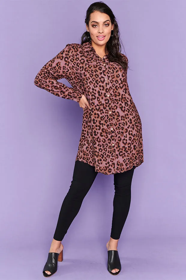 Aubree Chocolate Leopard Shirt