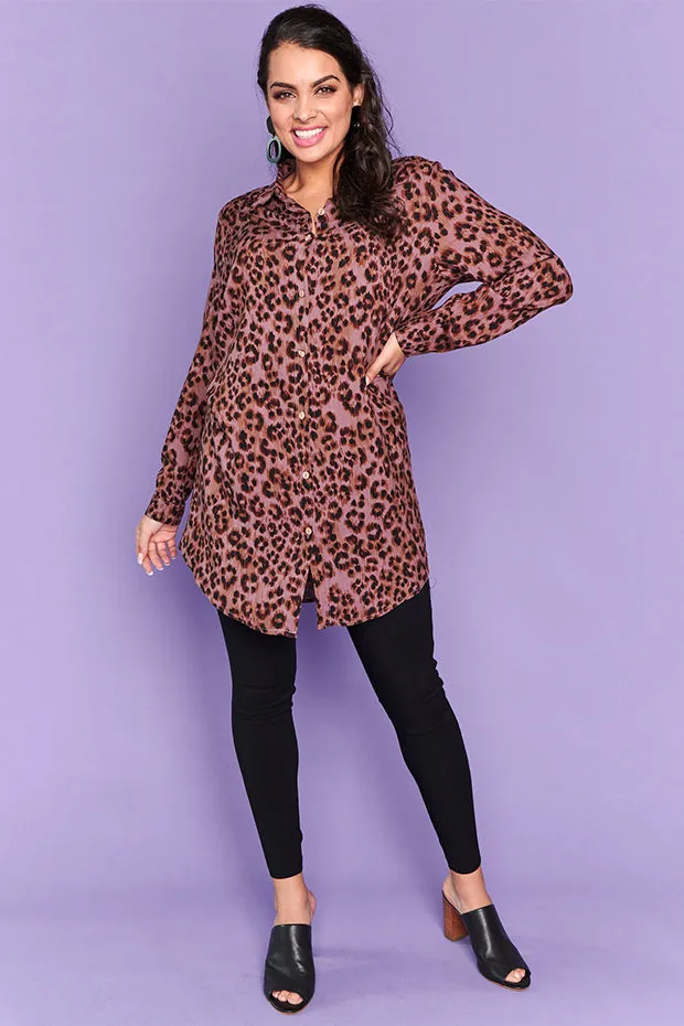 Aubree Chocolate Leopard Shirt