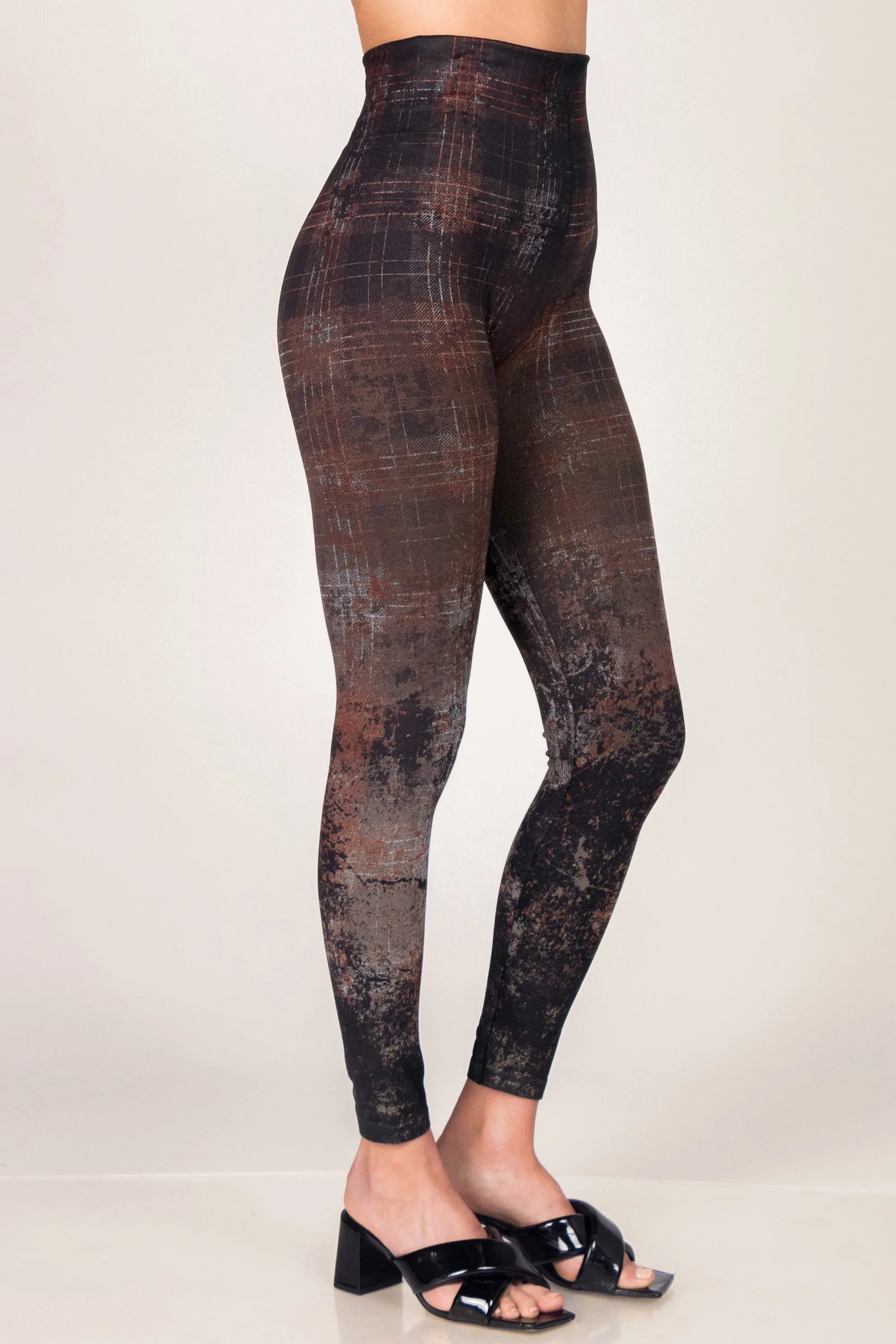 Autumn Plaid Printed Leggings