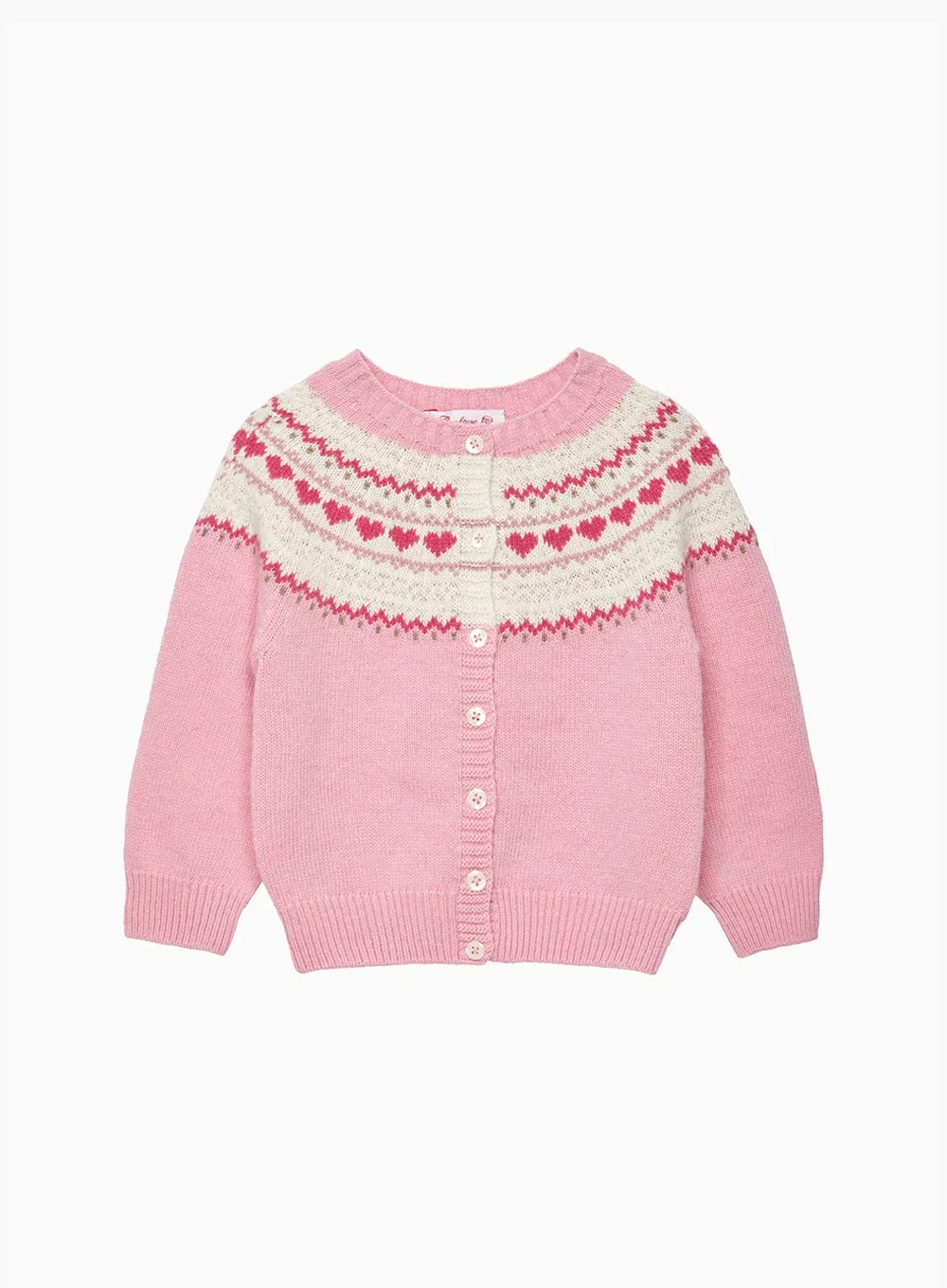 Baby Natasha Fair Isle Cardigan in Pink