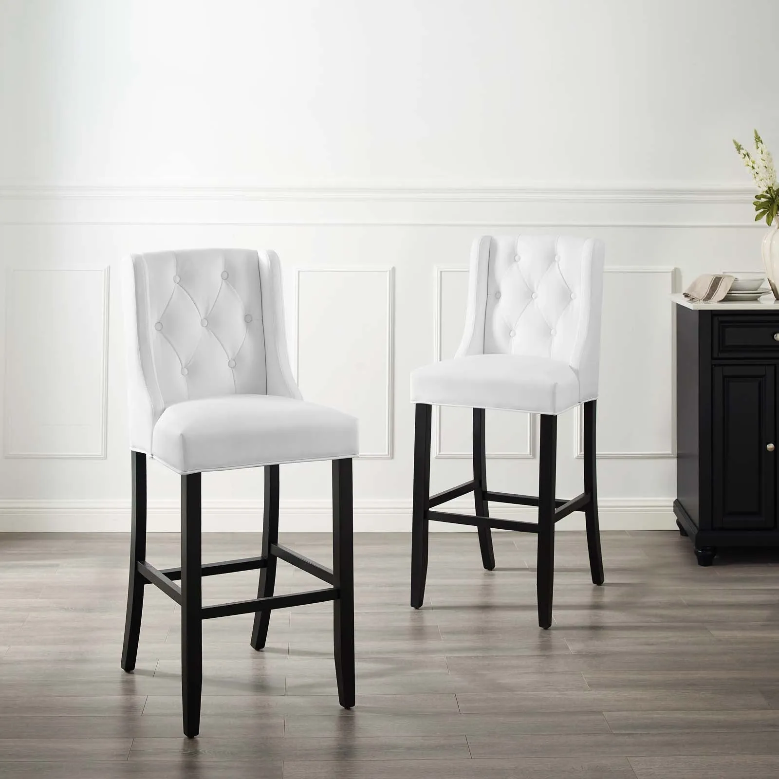 Baronet Bar Stool Faux Leather Set of 2