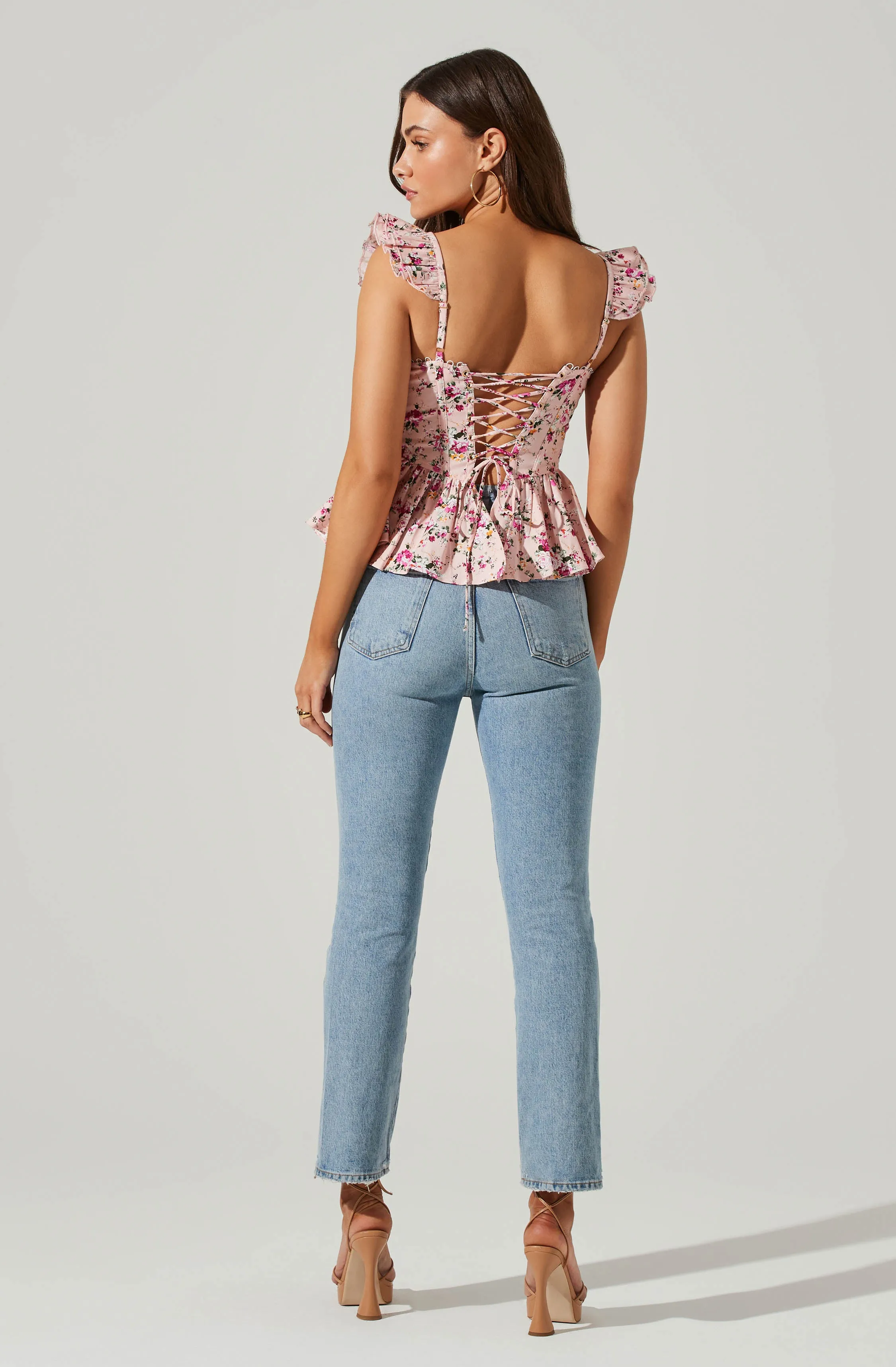 Baylin Floral Corset Peplum Top