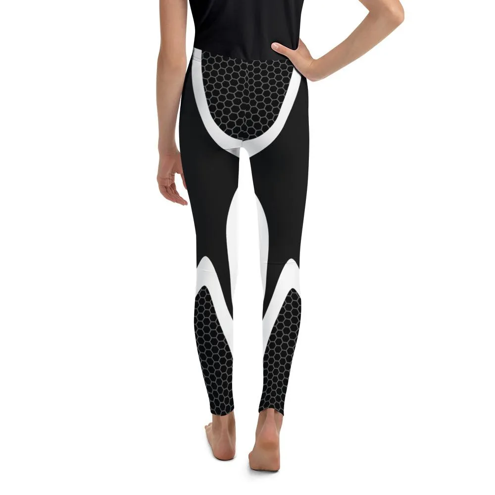 Black & White Honeycomb Carbon Youth Leggings