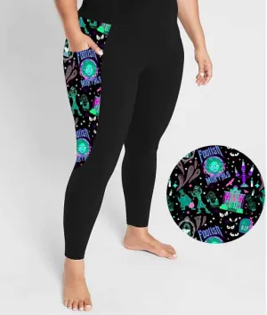 Boo Bash Haunted Manor - Adult Casual Thigh Pocket Cloud Soft Leggings