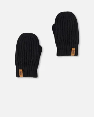 Boys Knitted Mittens Black