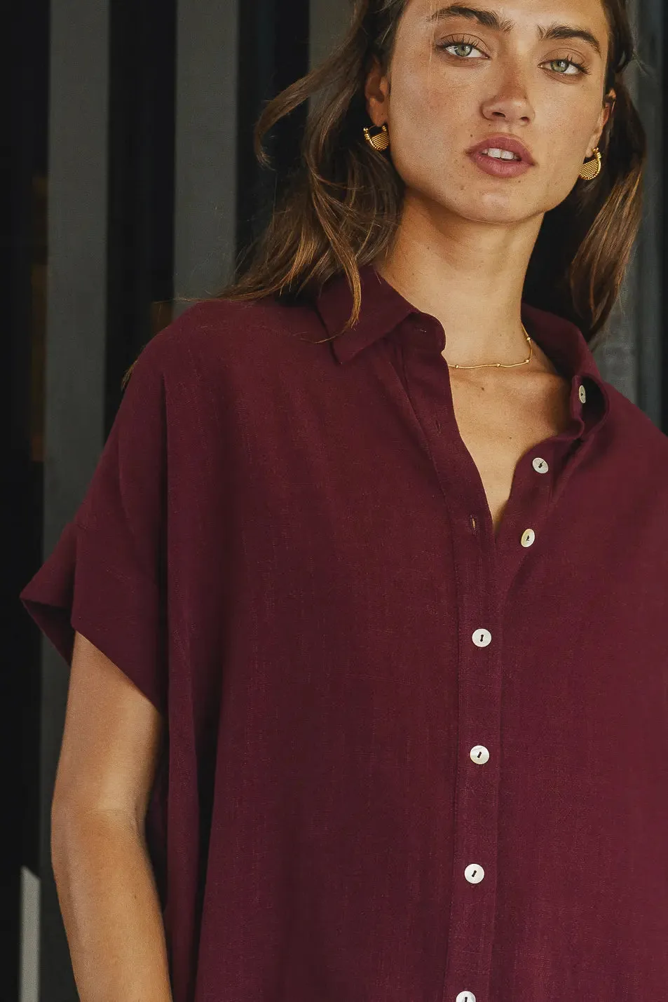 Caitlyn Button Up in Burgundy - FINAL SALE