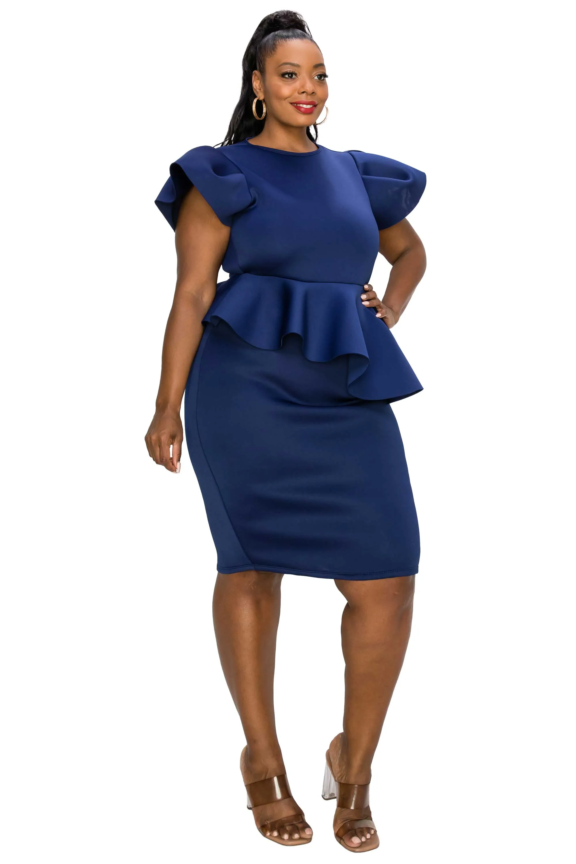 Calista Neoprene Peplum Dress