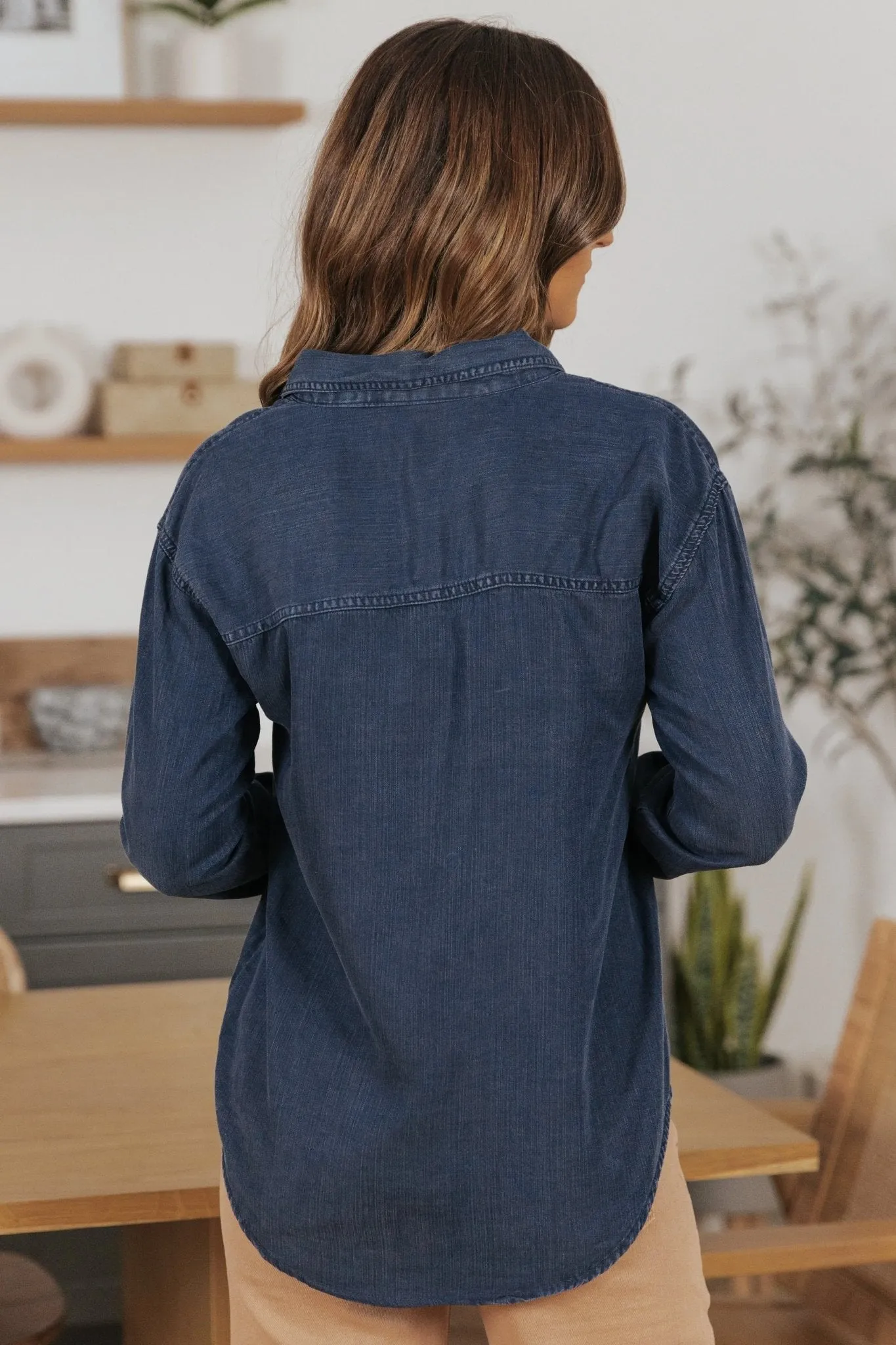 Carmele Indigo Long Sleeve Tencel Shirt - Final Sale