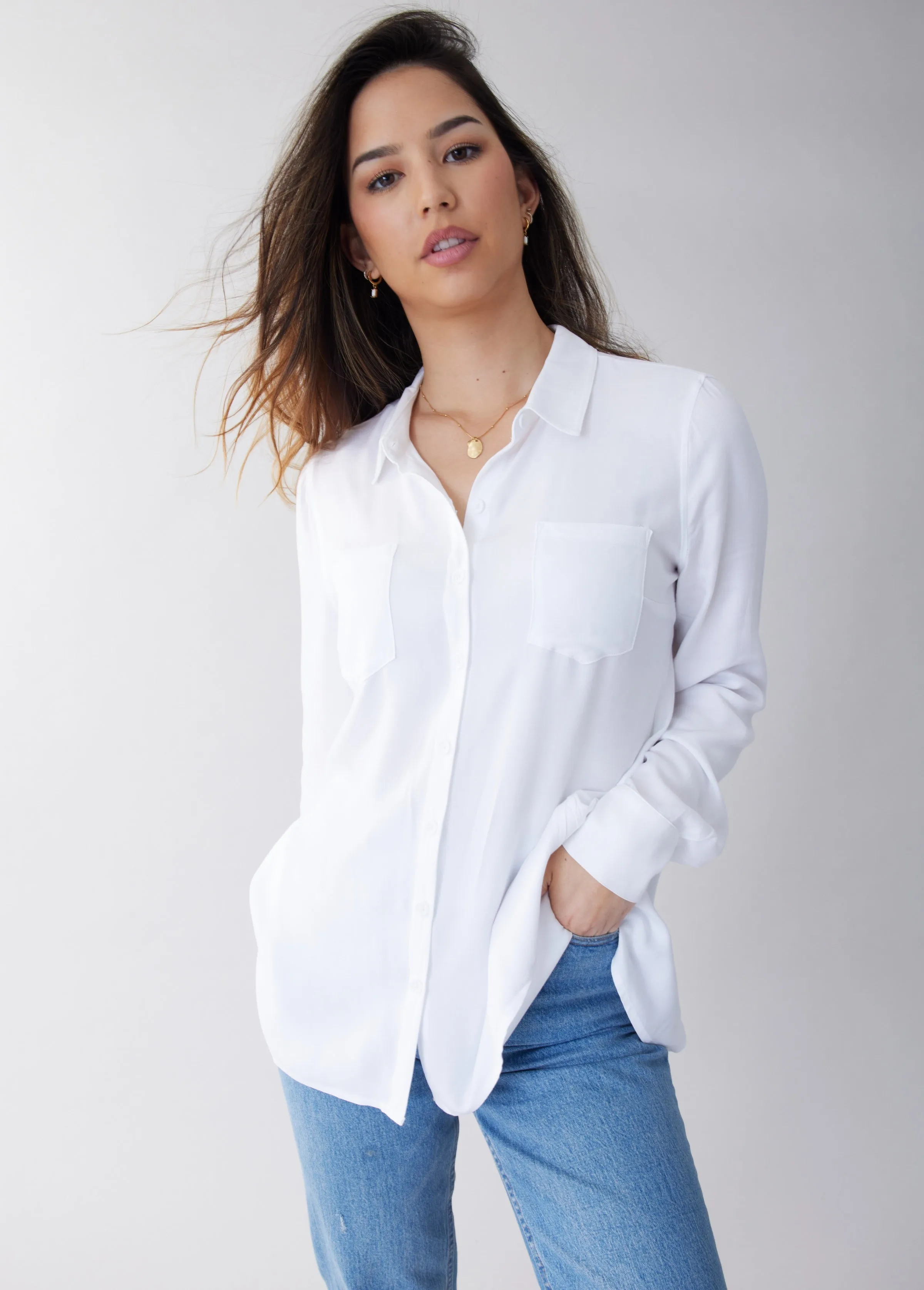 Classic Button Up Maternity Shirt