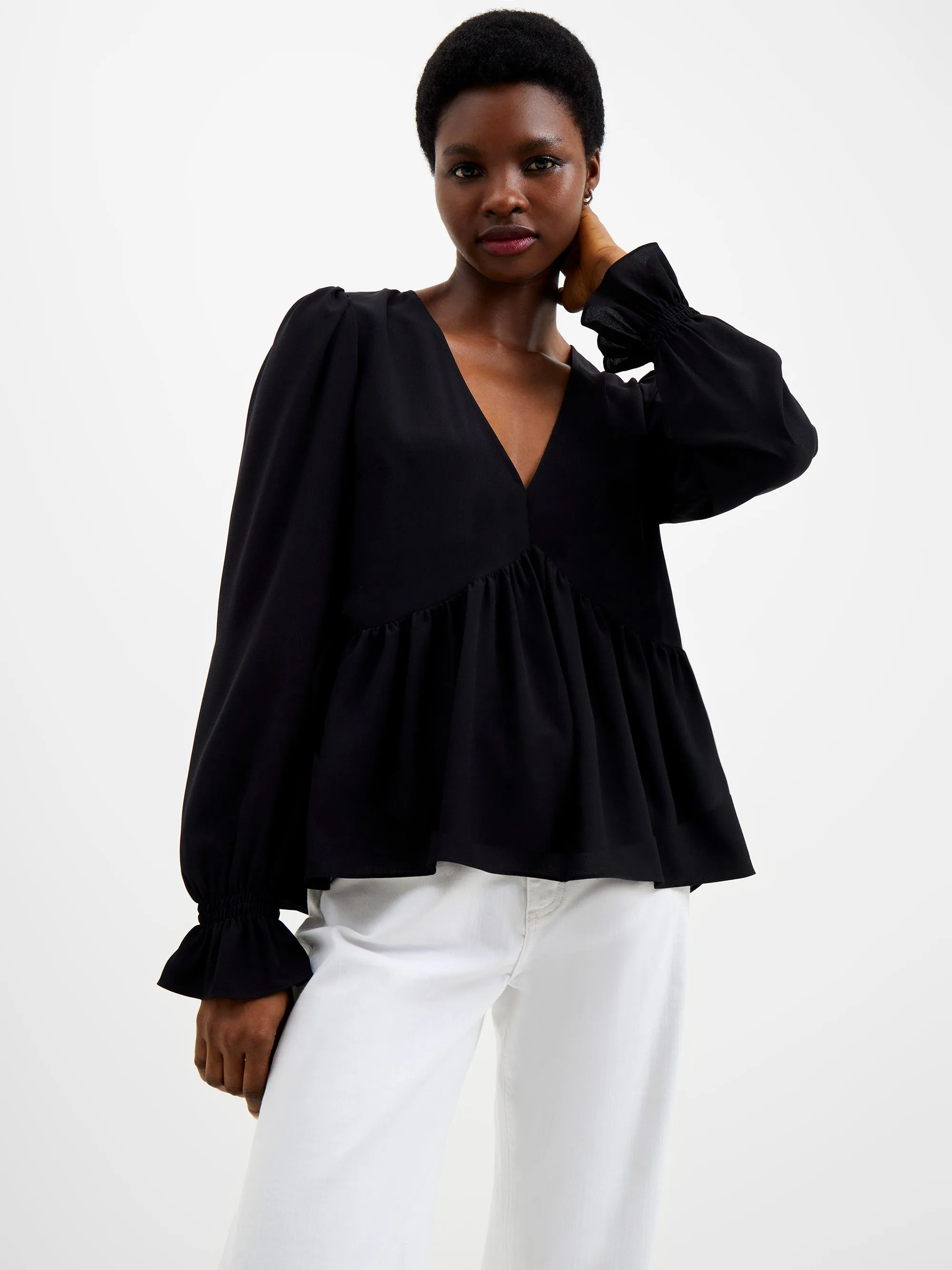 Crepe Light V Neck Top