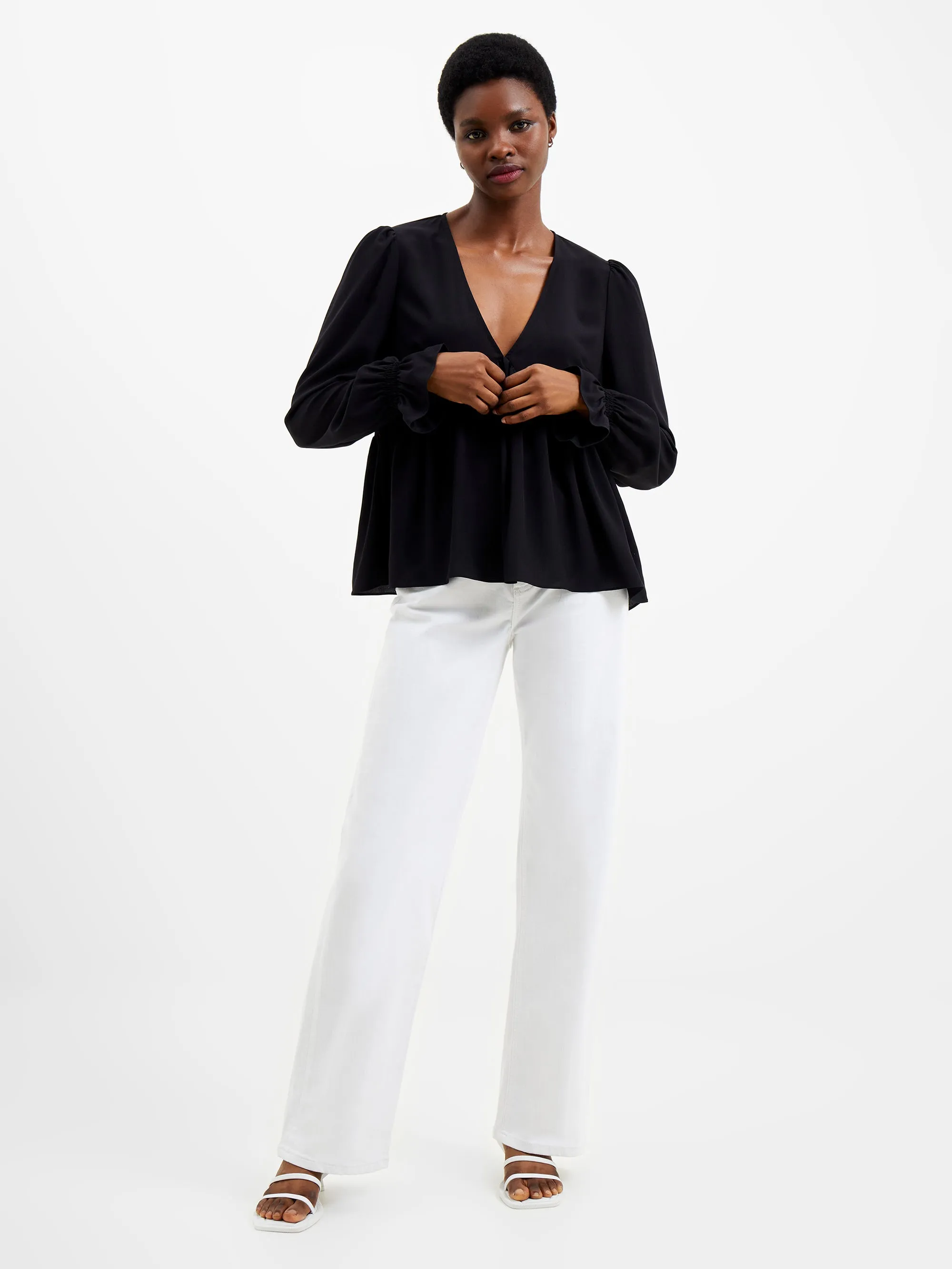 Crepe Light V Neck Top