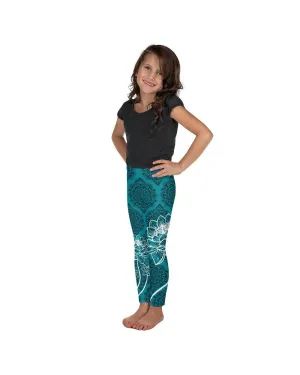 Cyan Blue Lotus Kid's Leggings