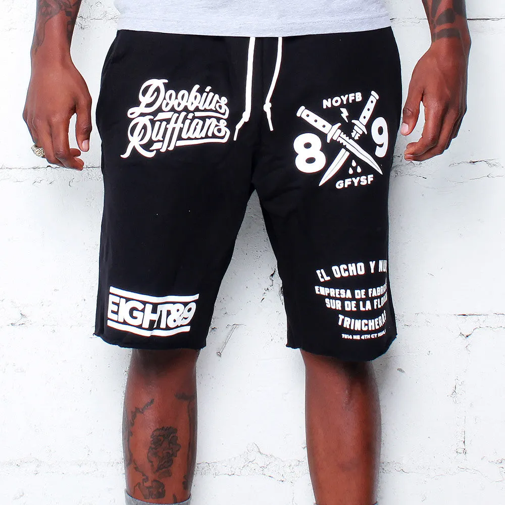 Doobious Ruffians French Terry Shorts Black