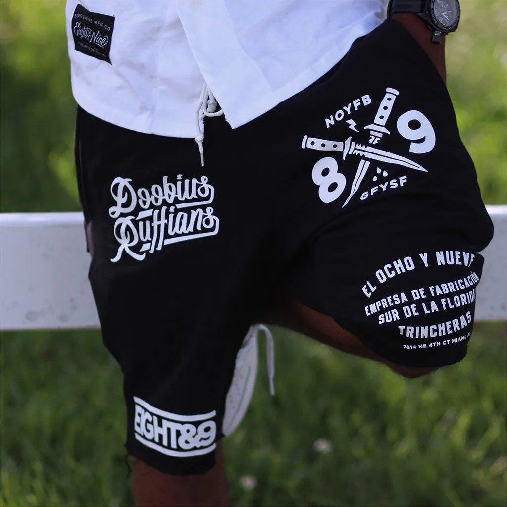 Doobious Ruffians French Terry Shorts Black