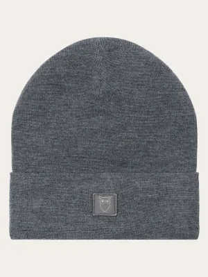 Double layer fine merino wool beanie - RWS - Dark Grey Melange