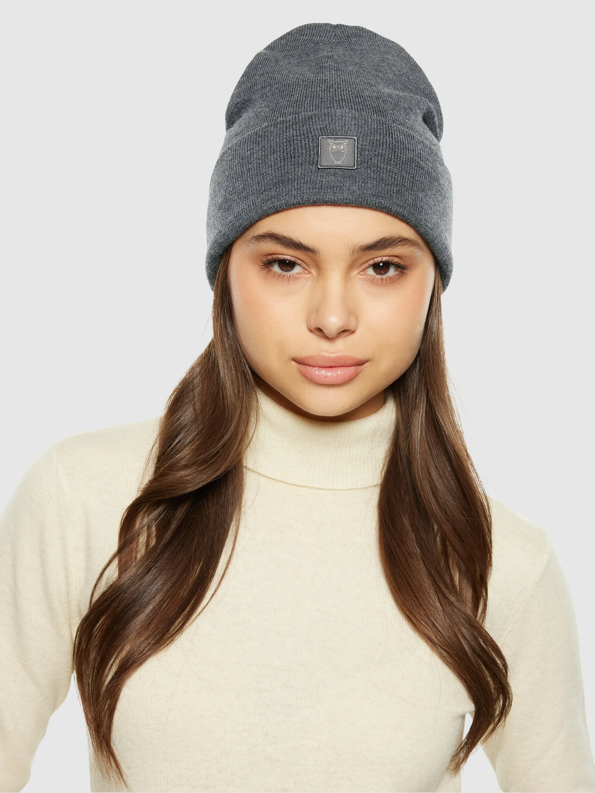 Double layer fine merino wool beanie - RWS - Dark Grey Melange