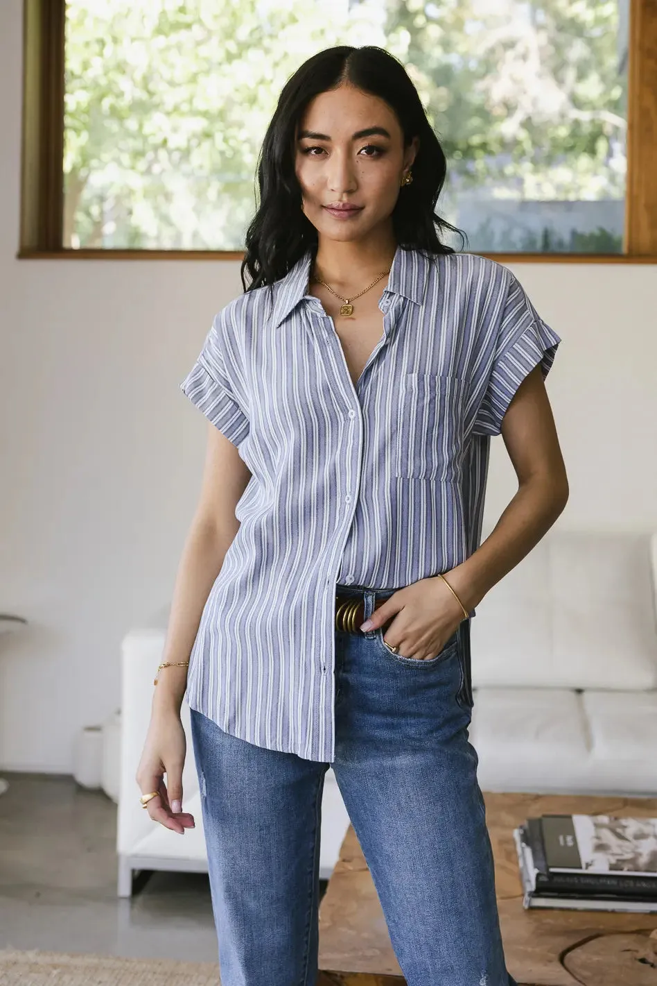 Elora Striped Button Up - FINAL SALE