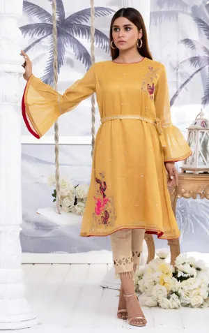 Embroidered Cotton Net Peplum Kurti | WWC18 | K835