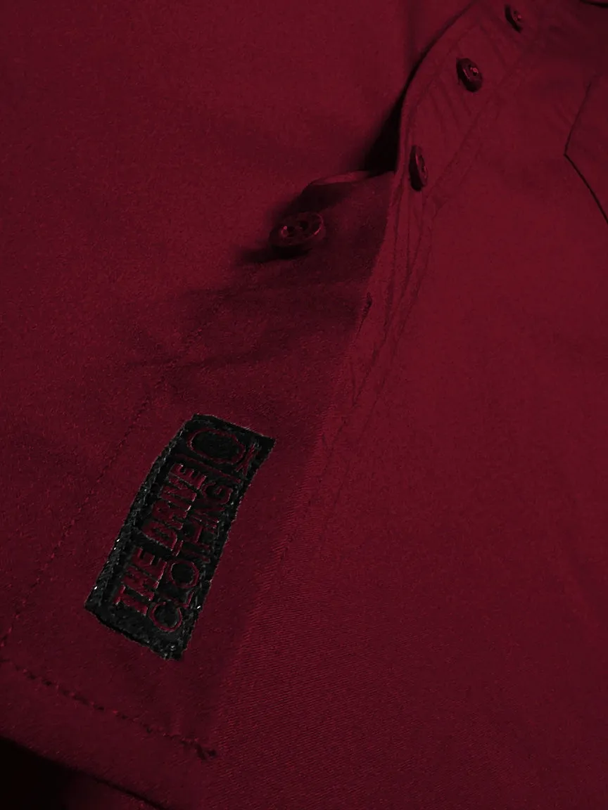 ESSENTIAL CRIMSON RED BUTTON UP