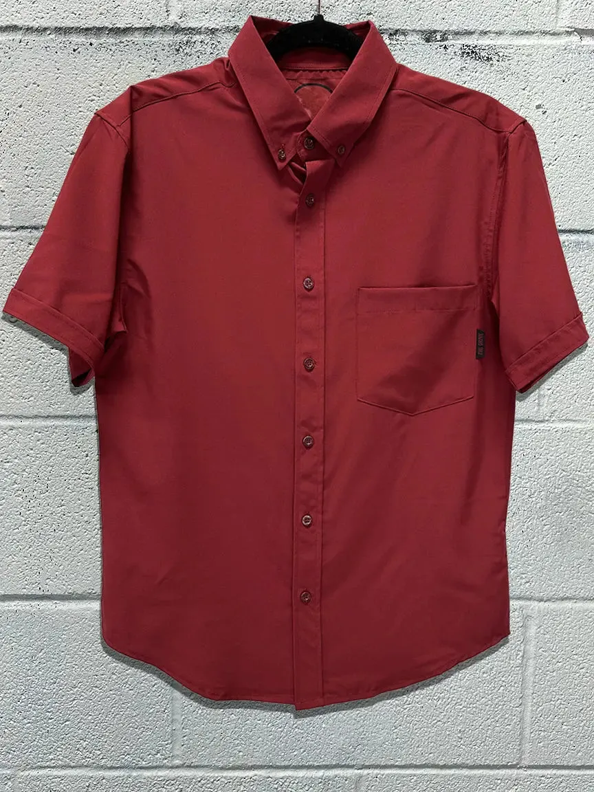 ESSENTIAL CRIMSON RED BUTTON UP