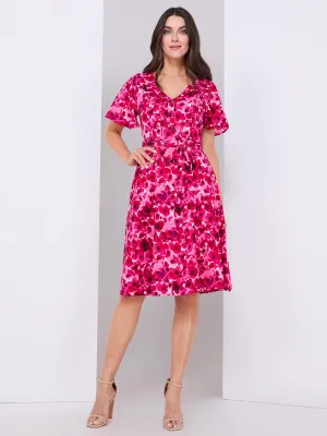 Floral Print V-Neck Fit & Flare Dress