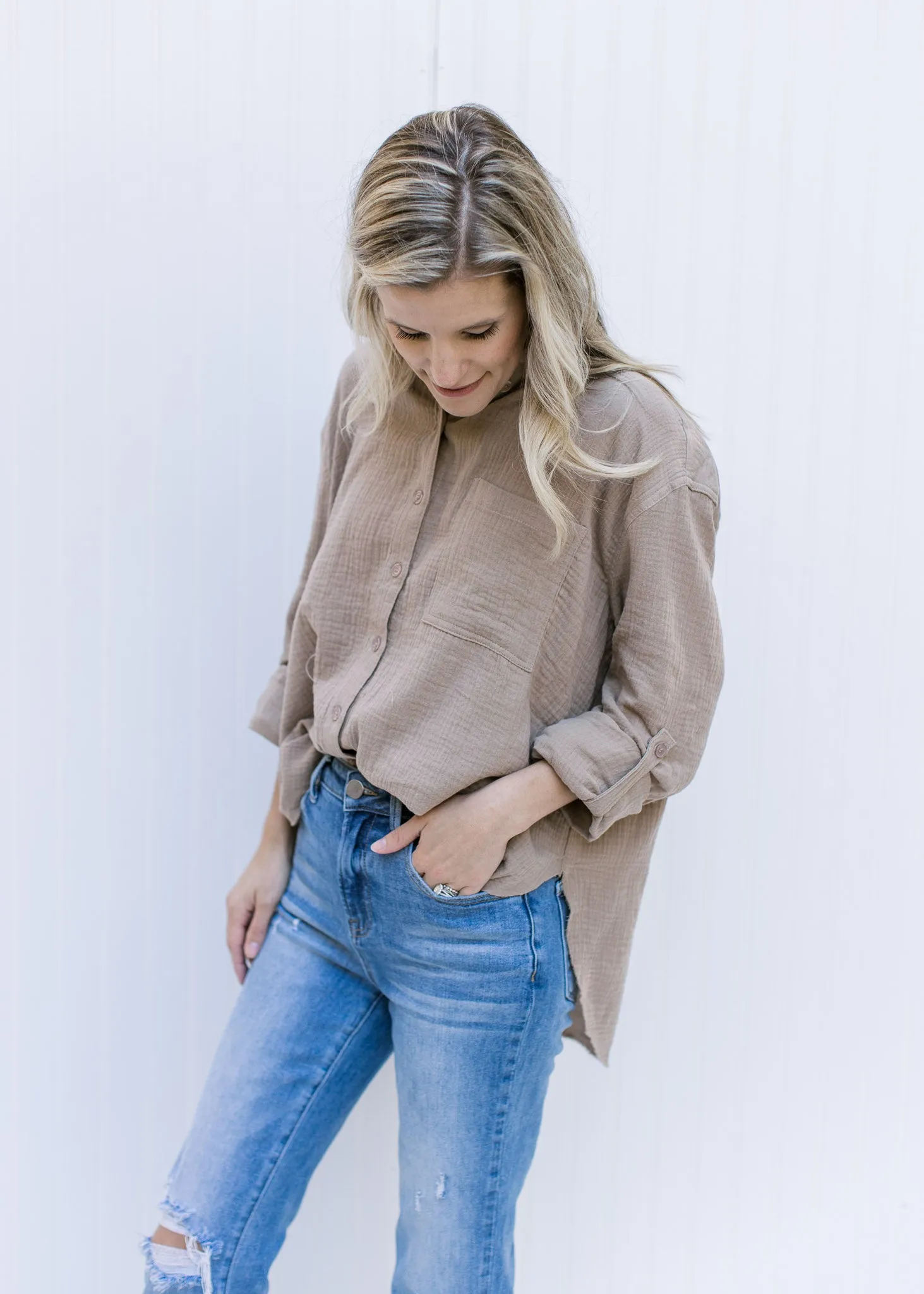 Gauze Taupe Top